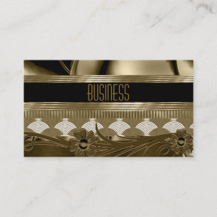 Cartão de Visita Preto Dourado Antigo Art Déco Flo