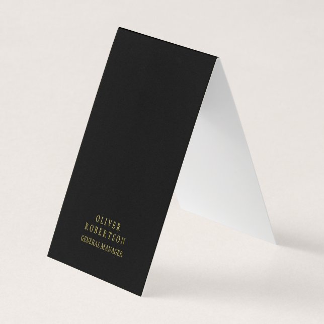 Cartão De Visita Preto Dourado Criativo Único Simples Moderno (Frente)