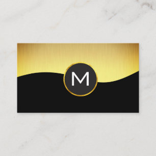 Cartão De Visita Preto Dourado incorporado com monograma