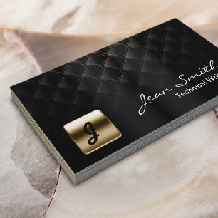 Cartão de visita preto & Dourado luxuoso do