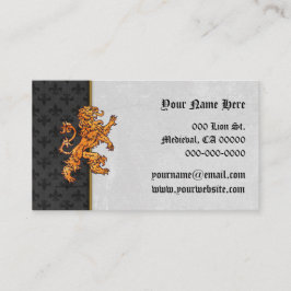Cartão De Visita Preto Dourado medieval Fleurs do leão
