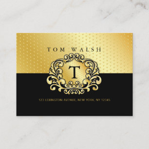 Cartão de Visita Preto Dourado Monograma Personali