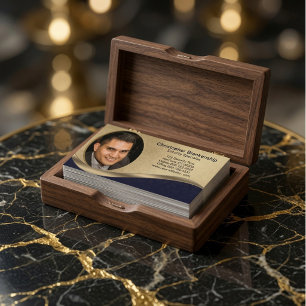 Cartão De Visita Preto e Bege Profissional Personalizado Foto