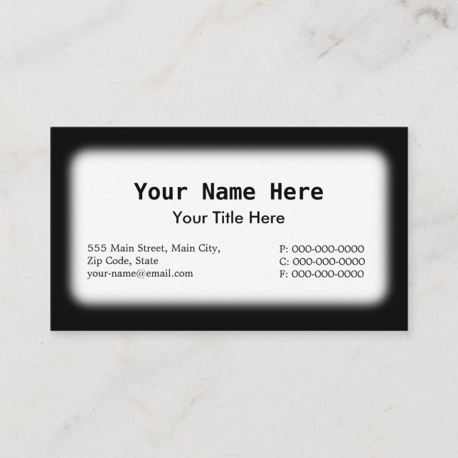Cartão De Visita Preto e Branco (Frente)