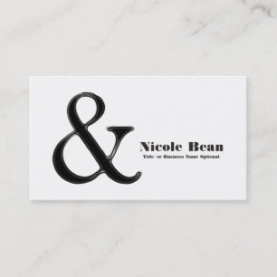 Cartão De Visita Preto e Branco Ampersand Chic Moderno Personalizad