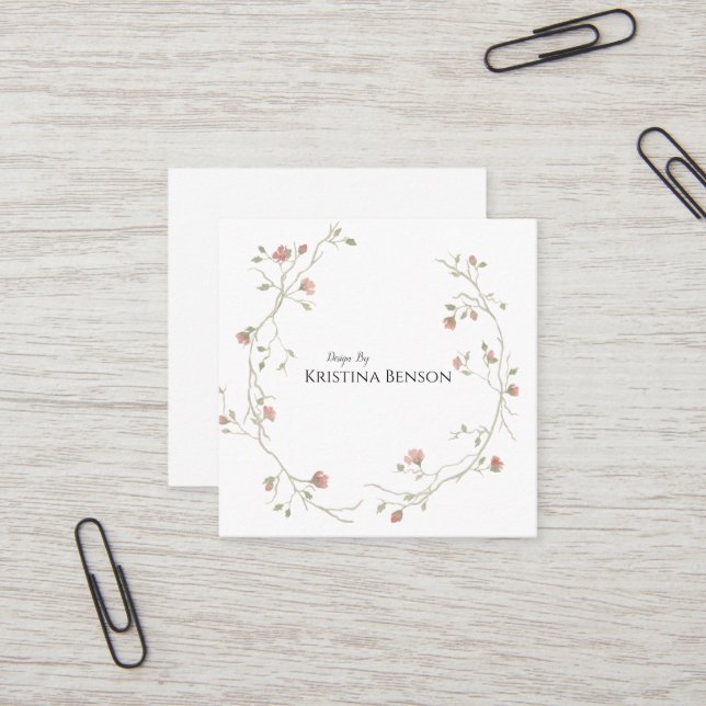 Cartão de visita preto-e-branco de Boho Botânico (Frente/Verso In Situ)