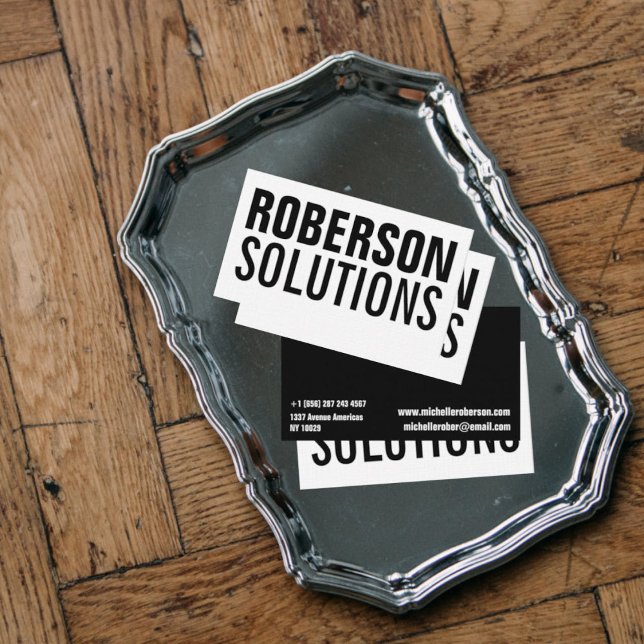 Cartão De Visita Preto e branco de lado duplo (Criador carregado)