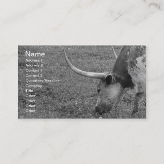 Cartão de visita preto e branco de Texas Longhorn