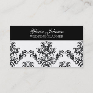 Cartão de visita preto e branco do damasco