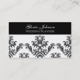 Cartão de visita preto e branco do damasco