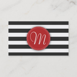 Cartão de visita preto e branco do monograma das