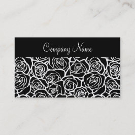 Cartão de visita preto e branco dos rosas do