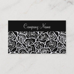 Cartão de visita preto e branco dos rosas do