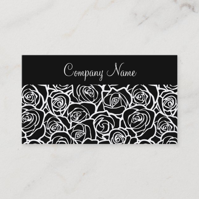 Cartão de visita preto e branco dos rosas do (Frente)