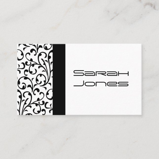Cartão de visita preto e branco elegante do (Frente)