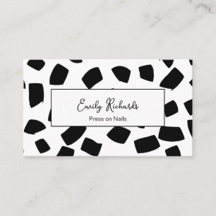 Cartão De Visita Preto e Branco Formas pressionadas no Unhas
