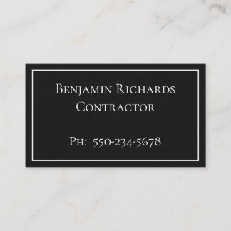 Cartão de visita preto e branco minimalista