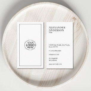 Cartão De Visita Preto e branco mínimos adicione seu logotipo simpl