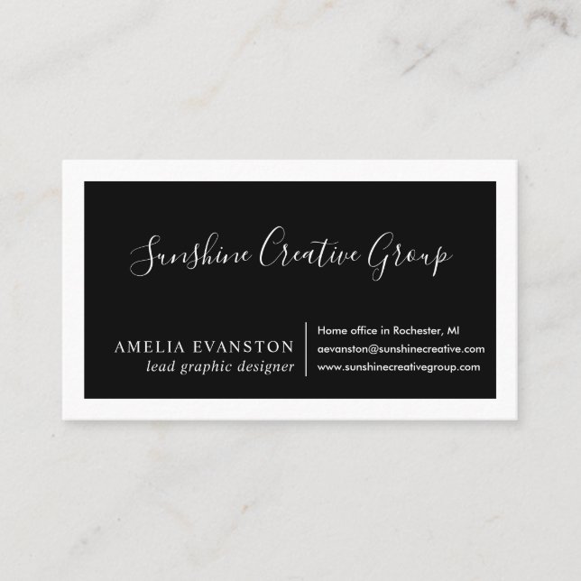 Cartão De Visita Preto e branco mínimos modernos (Frente)