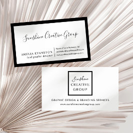 Cartão De Visita Preto e branco mínimos modernos