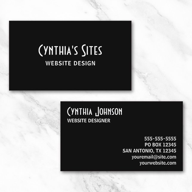 Cartão De Visita Preto e Branco Retro Bold (Black and White Retro Bold Business Card)