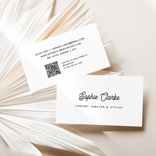 Cartão De Visita Preto e Branco | Script Retroativo com Código QR (Criador carregado)