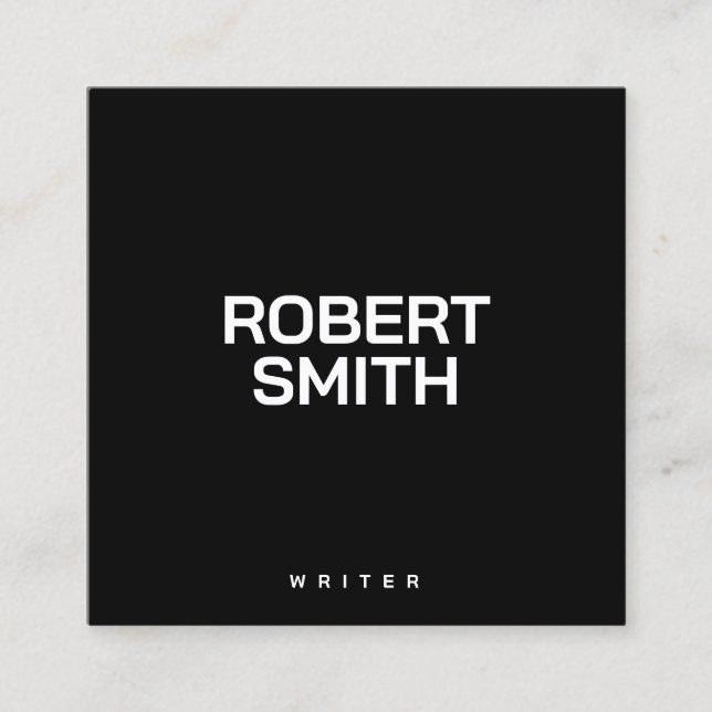 Cartão de visita preto e branco simples moderno (Frente)