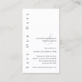 Cartão De Visita Preto e branco simples moderno - Salve a data -