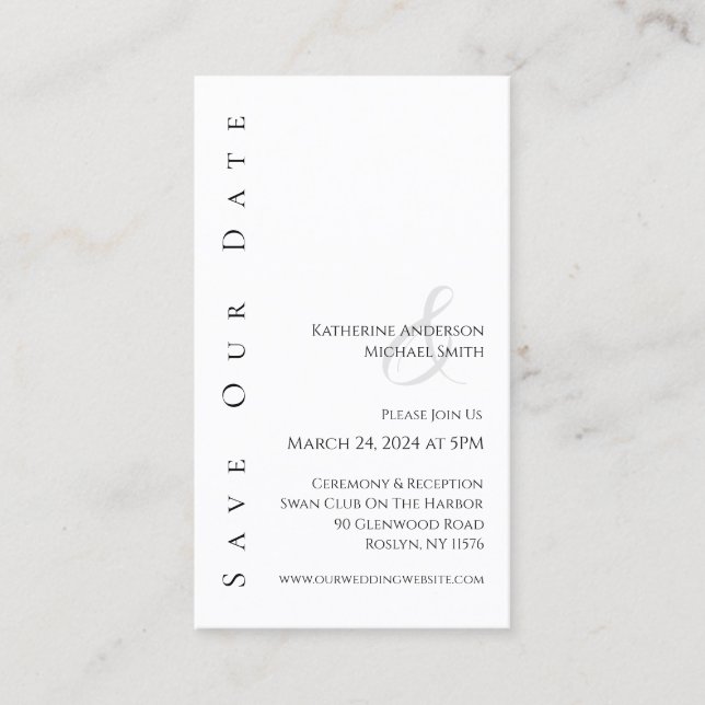 Cartão De Visita Preto e branco simples moderno - Salve a data - (Frente)