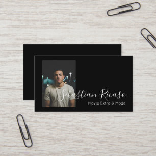 Cartão De Visita Preto e branco temático da foto personalizado