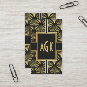 Cartão de visita preto e Dourado chique do art