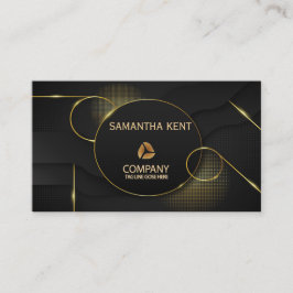 Cartão de visita preto e Dourado moderno profissio