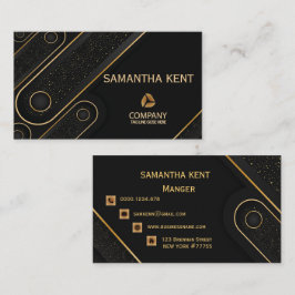 Cartão de visita preto e Dourado moderno profissio