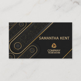 Cartão de visita preto e Dourado moderno profissio