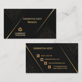 Cartão de visita preto e Dourado moderno profissio