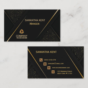 Cartão de visita preto e Dourado profissional