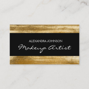 Cartão De Visita Preto e maquilhador metálico elegante Dourado da