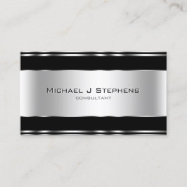 Cartão De Visita Preto e Prata Modernos Elegantes Profissionais