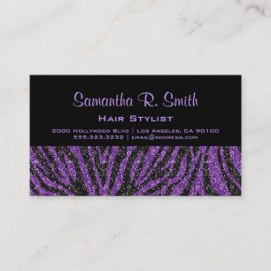 Cartão de visita preto e roxo do profissional da