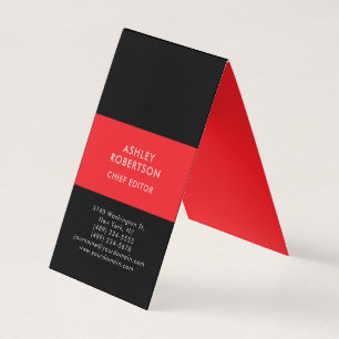 Cartão De Visita Preto e Vermelho Moderno Minimalista Profissional 