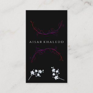 Cartão de visita preto elegante com acentos florai