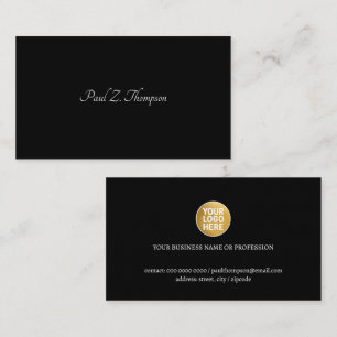 Cartão de Visita Preto Elegante com Logotipo