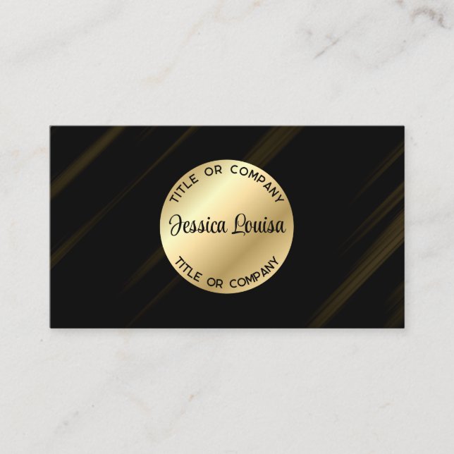 Cartão De Visita Preto Elegante e Dourado (Frente)