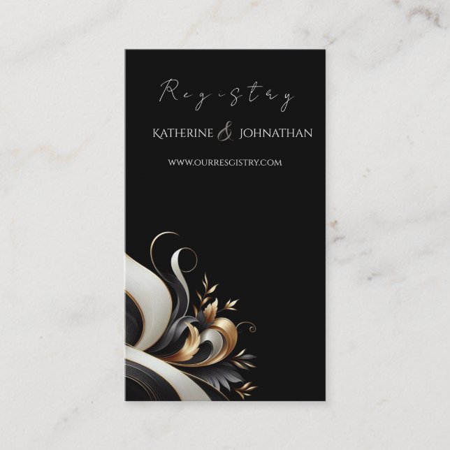 Cartão De Visita Preto Elegante moderno e Dourado (Frente)