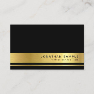 Cartão De Visita Preto Elegante Profissional Personalizado Dourado
