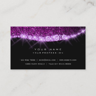 Cartão De Visita Preto Glam do brilho Sparkly Amethyst roxo do