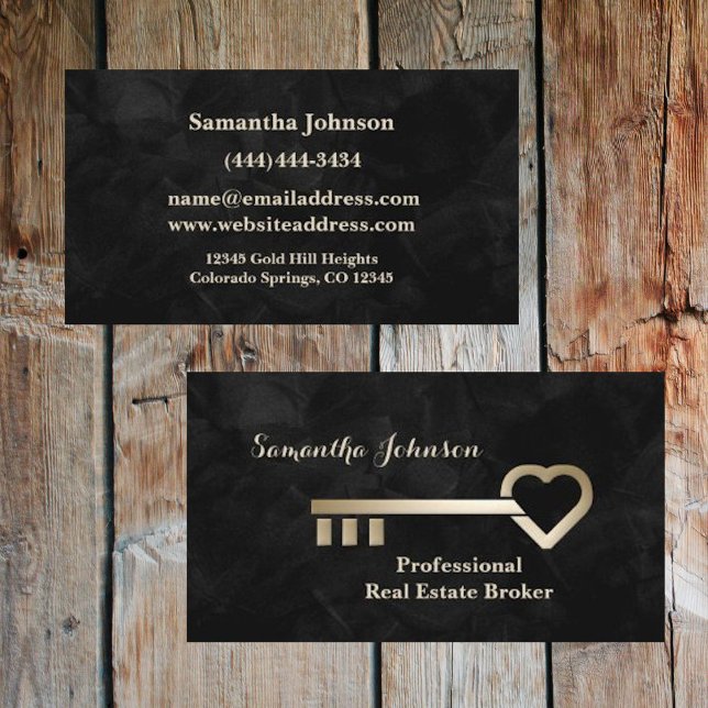 Cartão de visita Preto Imobiliário Dourado Velvet (Criador carregado)