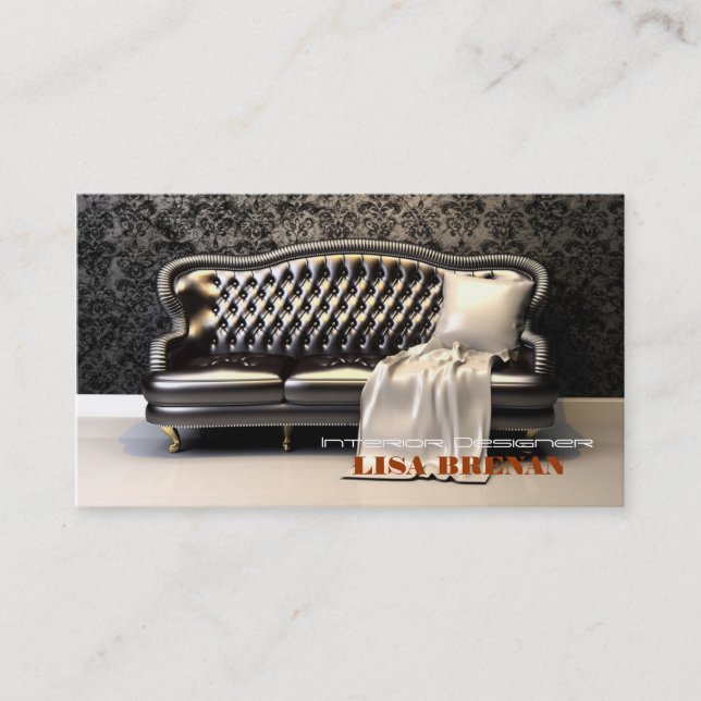 Cartão De Visita Preto Leathern moderno do sofá preto do designer (Frente)