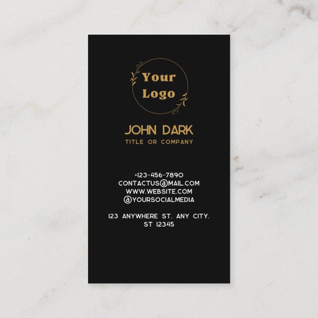 Cartão De Visita Preto Luxurioso e Dourado (Verso)