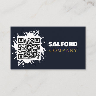 Cartão de Visita Preto Minimalista Elegante com QR